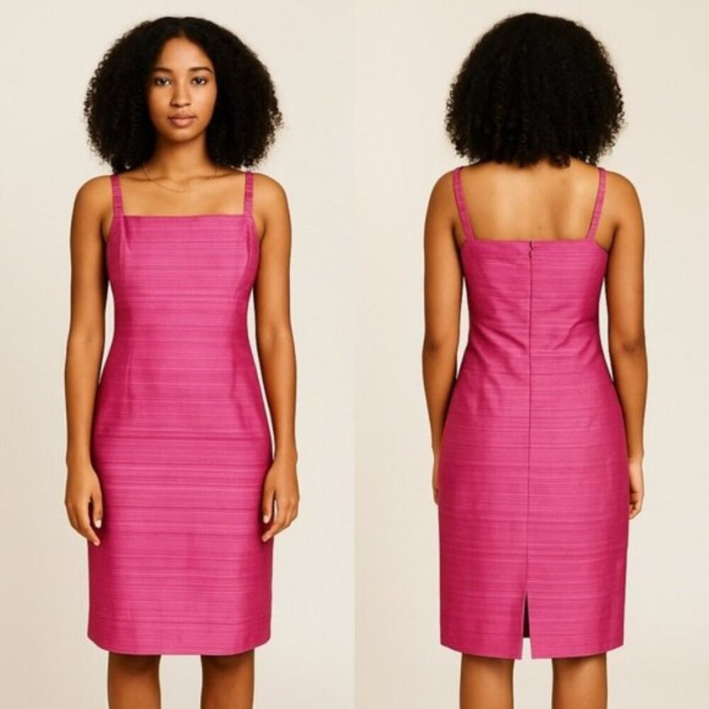 Vintage Jones New York 100% Silk Barbie Pink Dress